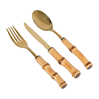 Faqueiro Sobremesa Bambu Gold